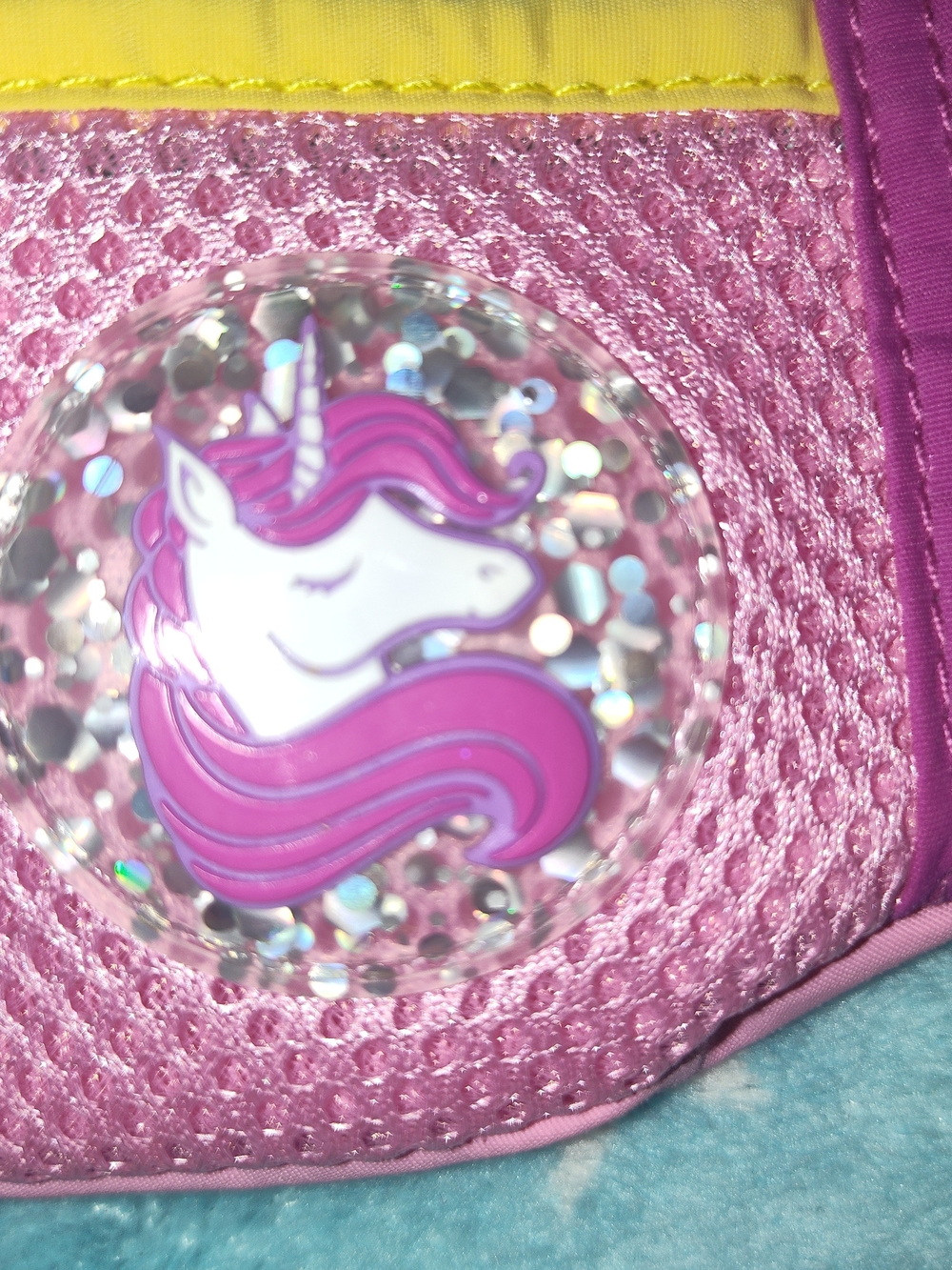 Place Pink Teal and Yellow Unicorn Kids Waist Bag - Picture 3 of 15